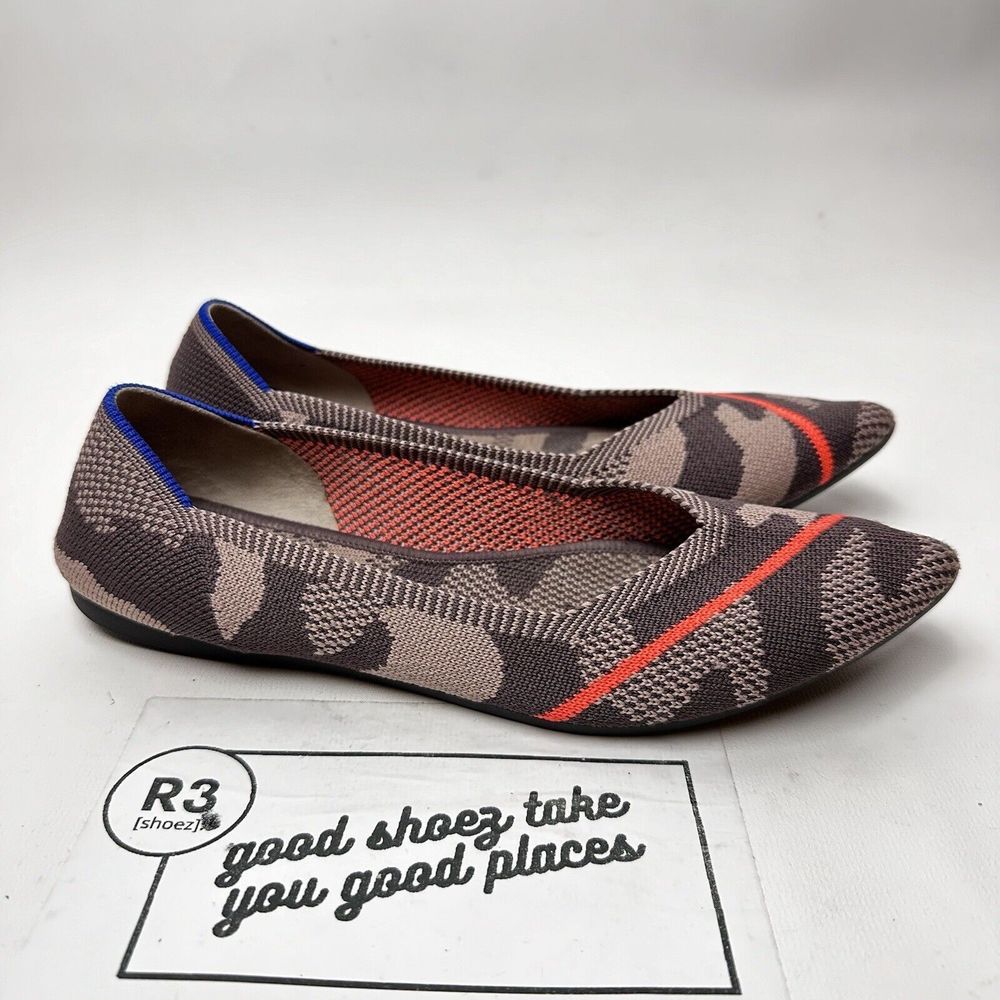 Rothys The Point Women Sz 7 Pointed Toe Flats Striped Comfort Slip On Shoes
